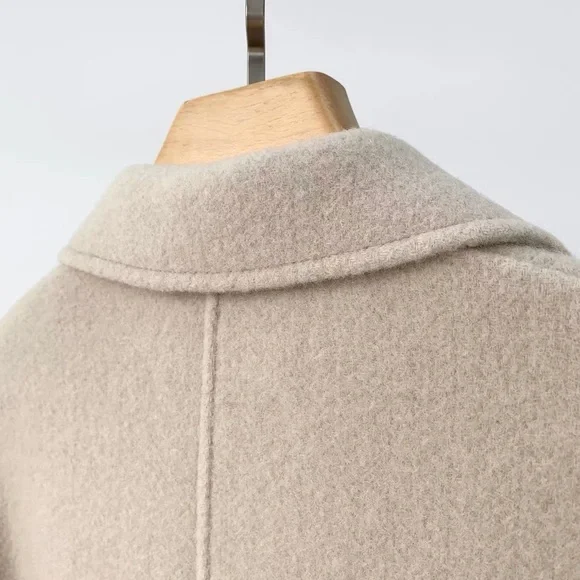 ⛄️CLAUDIE PIERLOT double-breasted patch pocket long wool blend coat NWOT - Picture 12 of 15